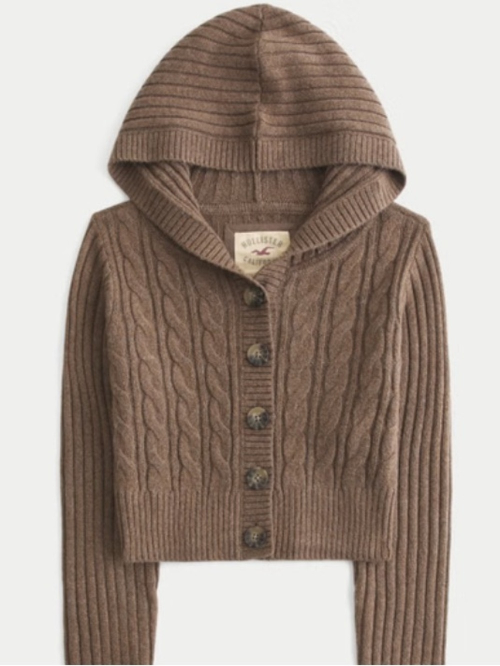 Fall 2026 Hollister Shrunken Cable-Knit Hooded Cardigan new without tags